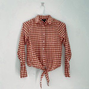J. Crew Tops - JCrew tie-front gingham stretch-cotton shirt J. Crew Tops - JCrew tie-front gingham stretch-cotton shirt